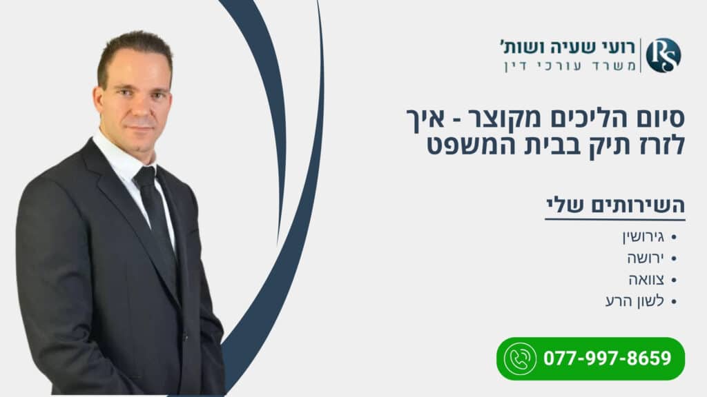 סיום הליכים מקוצר - איך לזרז תיק בבית המשפט - רועי שעיה