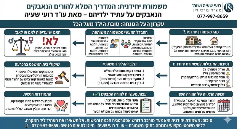 משמורת יחידנית: המדריך המלא להורים שנאבקים על עתיד ילדיהם